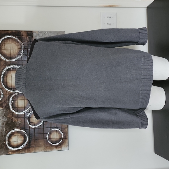 Men's Apt 9 Full Front Zipper Cardigan / Black Shoulder Patches Size L - Picture 9 of 9